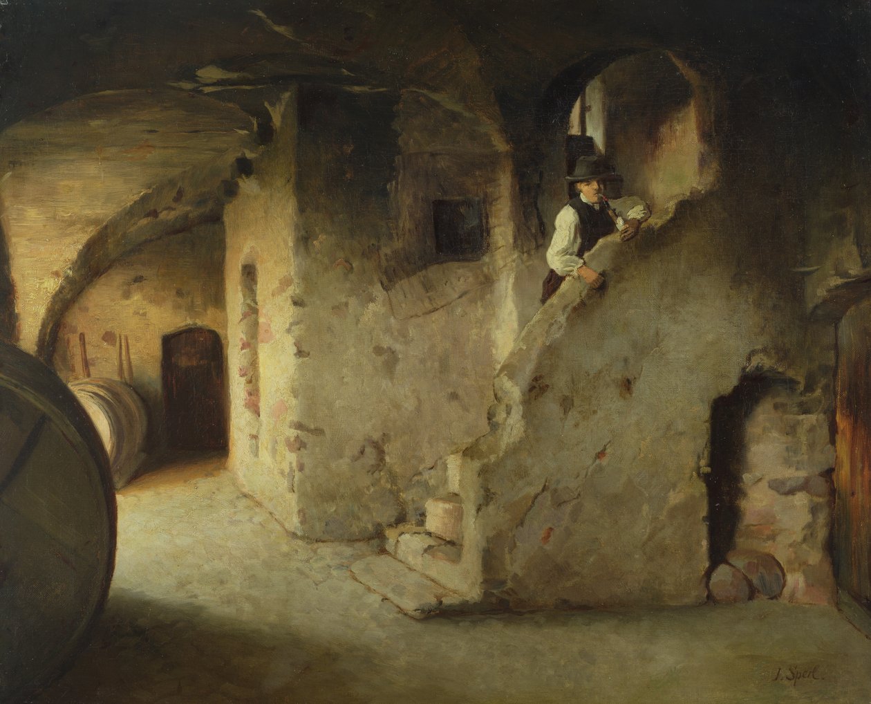 Egy borospince, 1872 körül alkotó: Johann Sperl