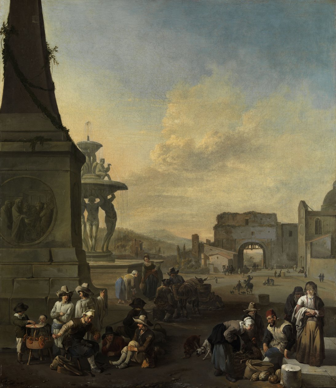 Piaci nyüzsgés a Piazza del Popolo-n Rómában alkotó: Johannes Lingelbach