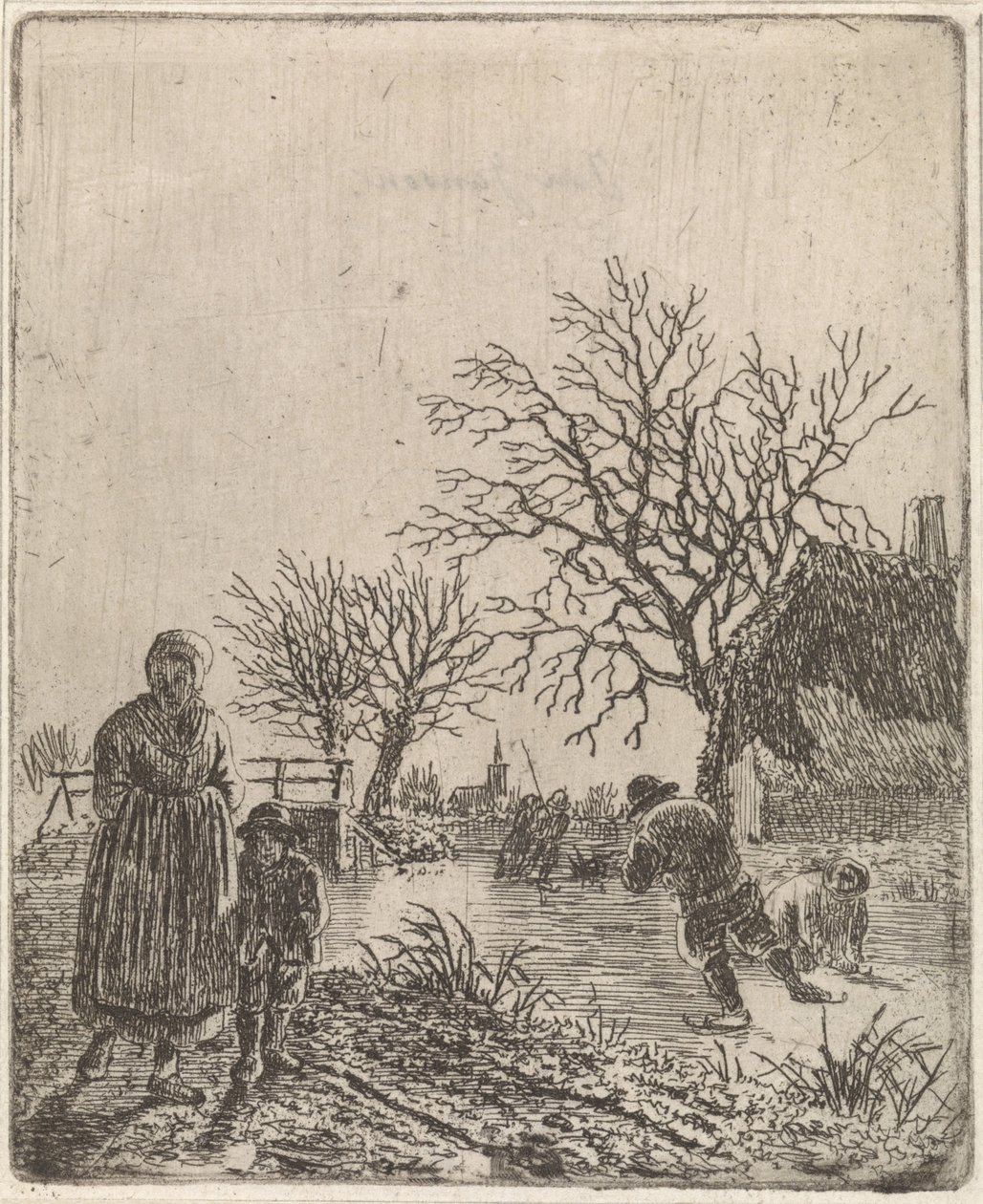 Táj korcsolyázókkal alkotó: Johannes Christiaan Janson