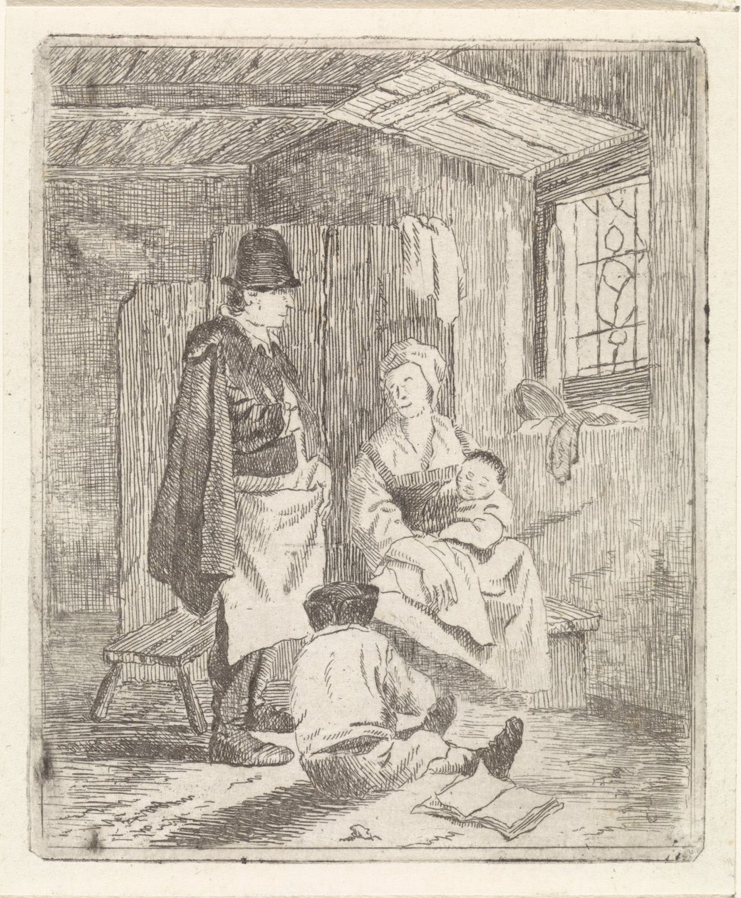 Család a belső térben alkotó: Johannes Janson (possibly)