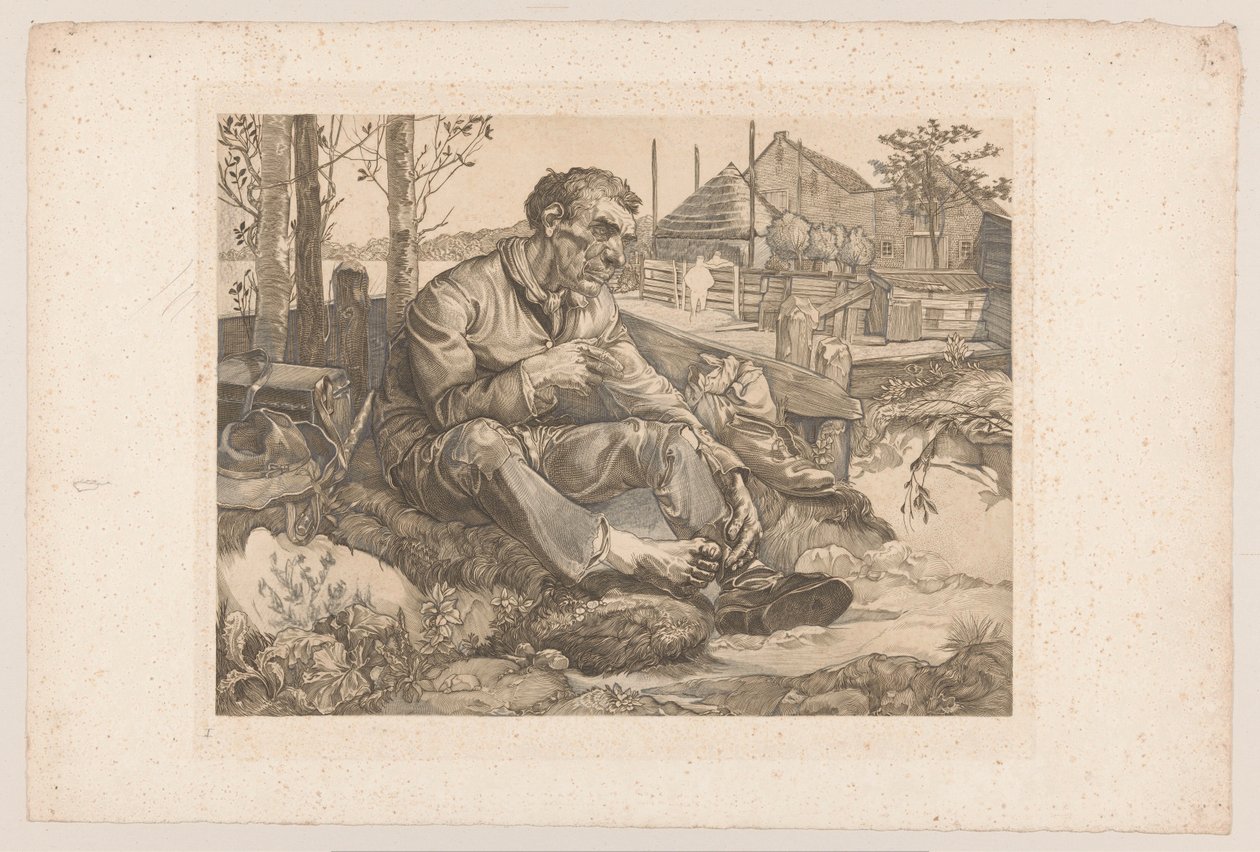 Pihenő ember a farmon alkotó: Johannes Josephus Aarts