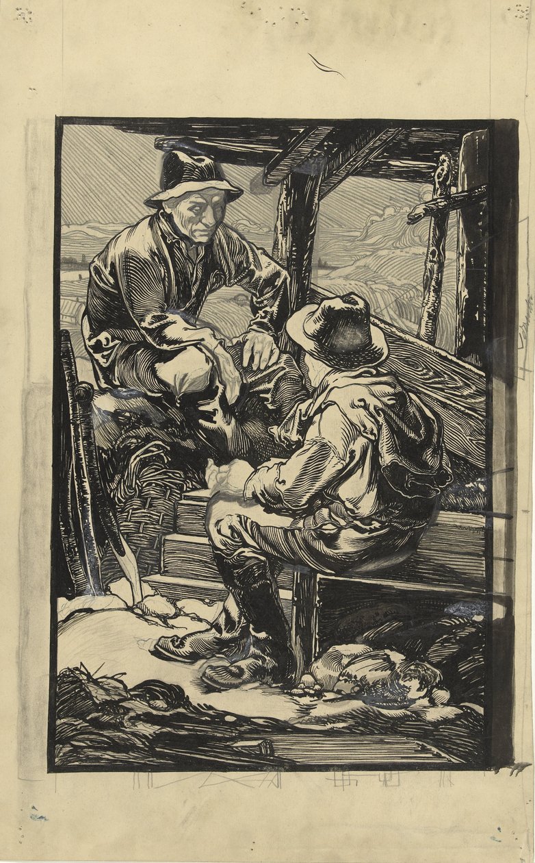 Két gátmunkás egy deszkakunyhóban alkotó: Johannes Josephus Aarts