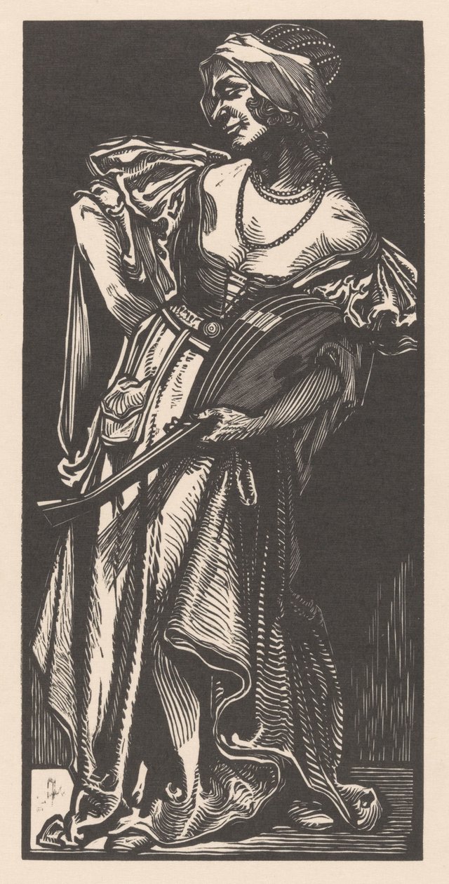 Nő lanttal alkotó: Johannes Josephus Aarts