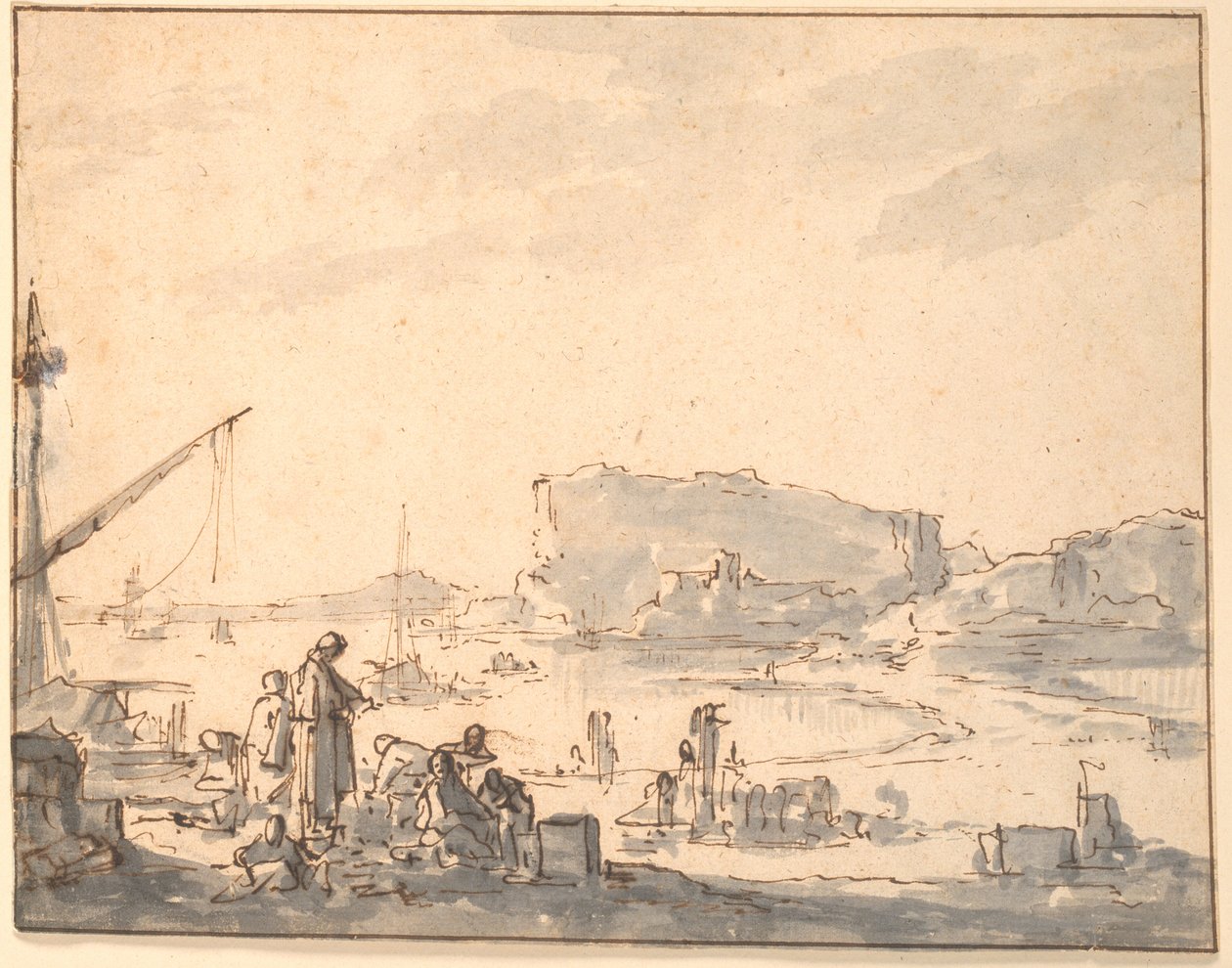 Kikötői táj alkotó: Johannes Lingelbach