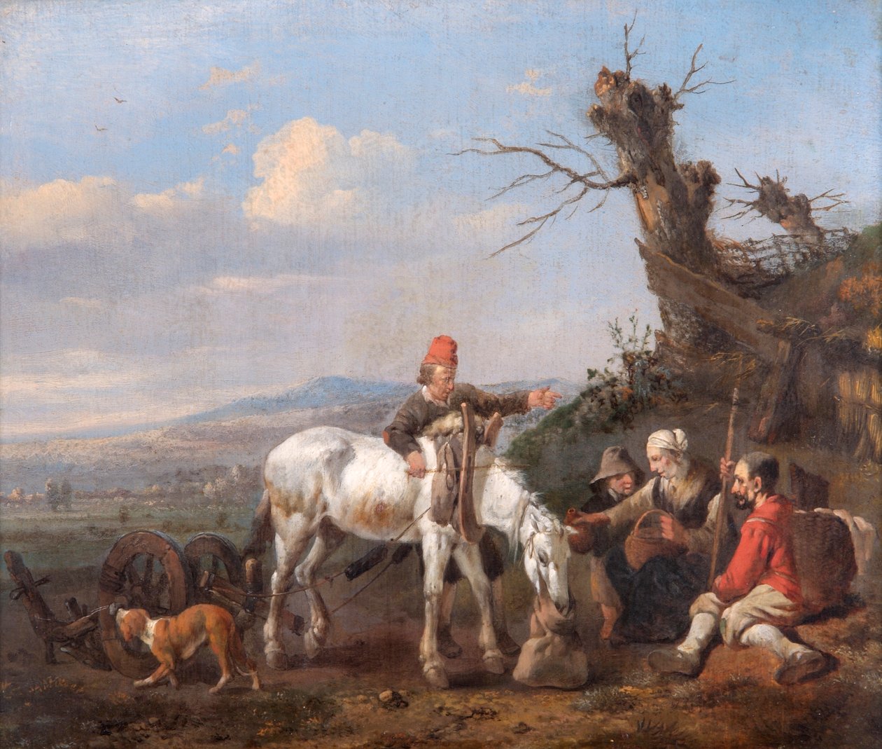 "Táj pihenő utazókkal", 17. század alkotó: Johannes Lingelbach