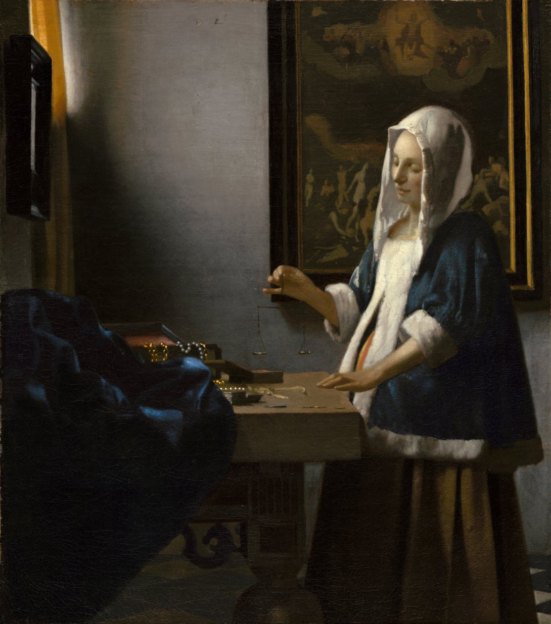 Egyensúlyt tartó nő alkotó: Johannes Vermeer
