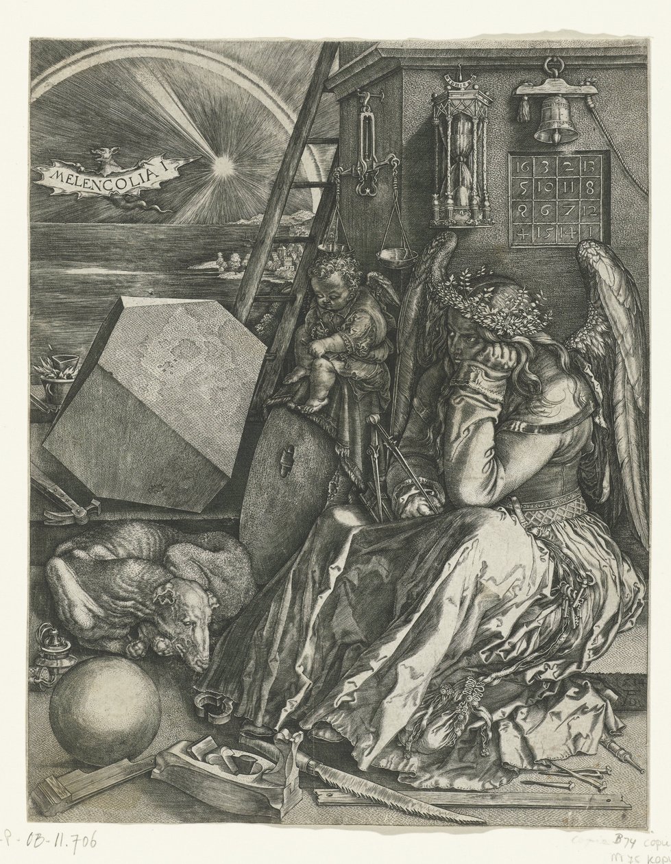 Melankólia Melencolia I (cím a tárgyon) alkotó: Johannes Wierix