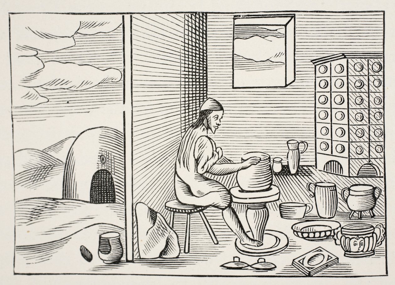 Egy fazekas, a "The Pictus World of Sensual" kocsmából. 1658 alkotó: John Amos Comenius