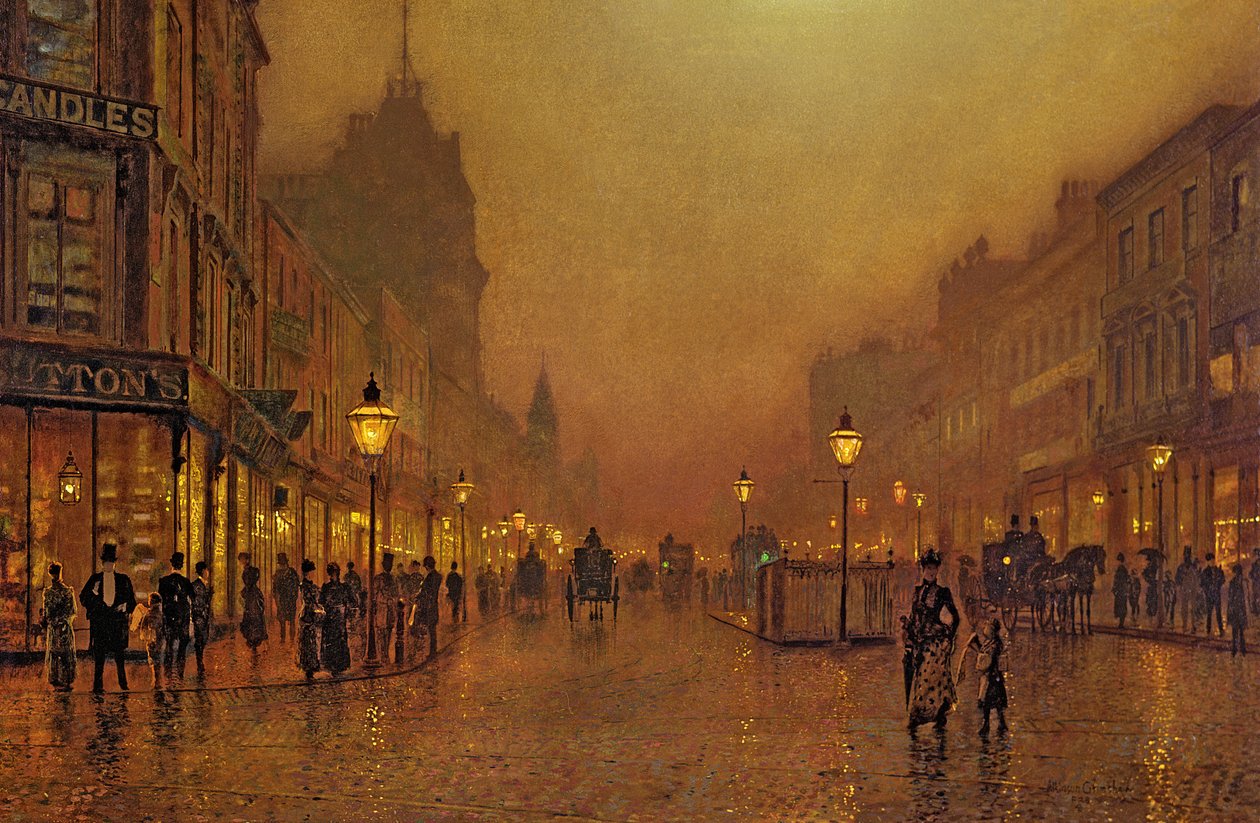 Egy utca éjjel alkotó: John Atkinson Grimshaw