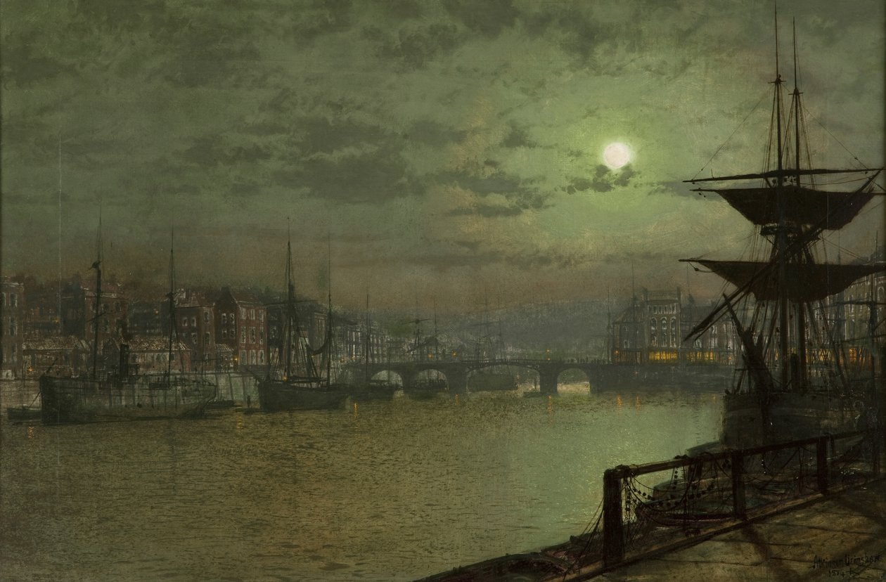 Baiting the Lines, Whitby, 1884 alkotó: John Atkinson Grimshaw