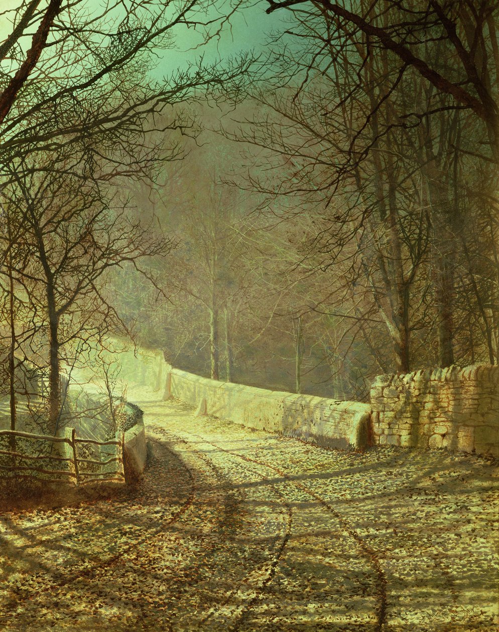 Napsütés a téli fák között alkotó: John Atkinson Grimshaw