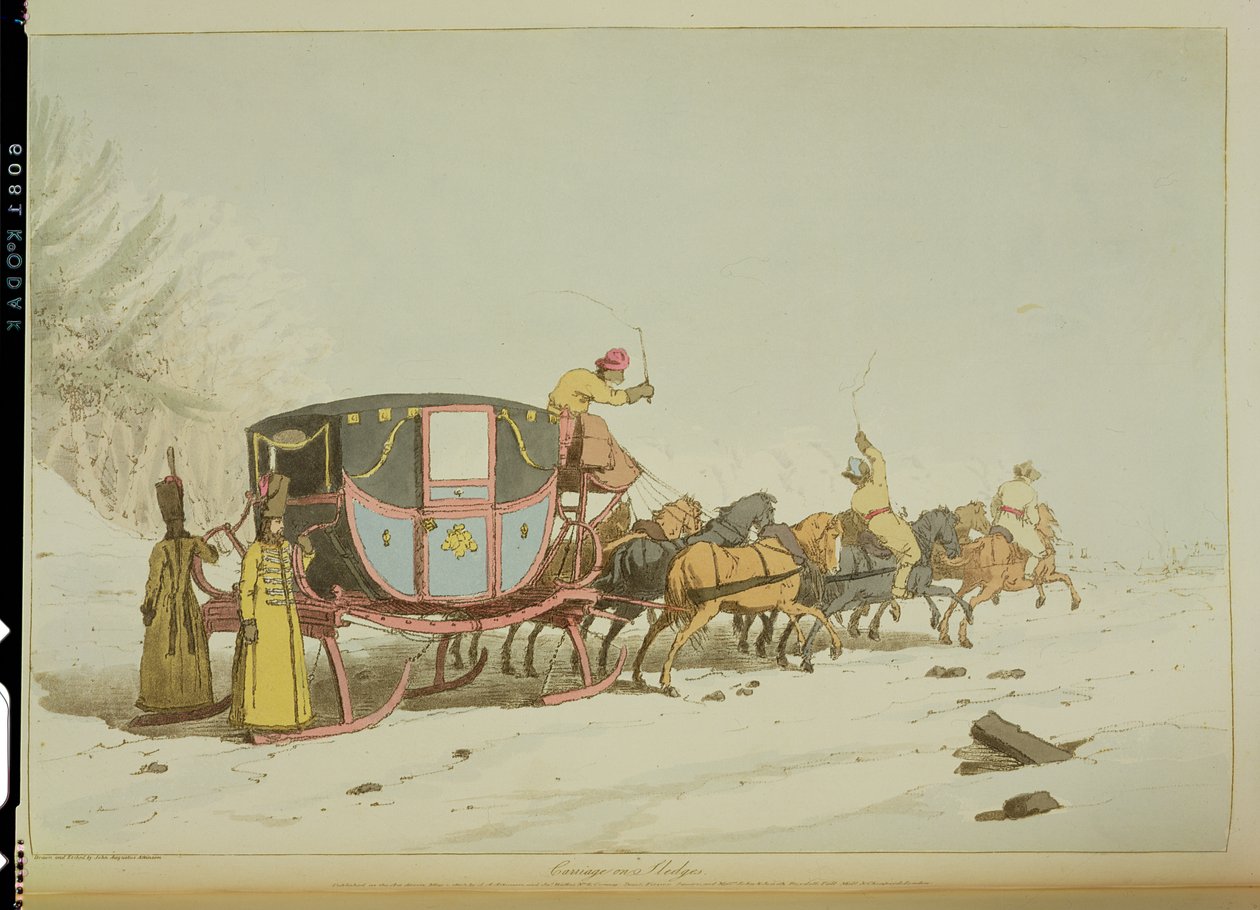1803-ban jelent meg a művész által metszett Carriage on Sledges alkotó: John Augustus Atkinson