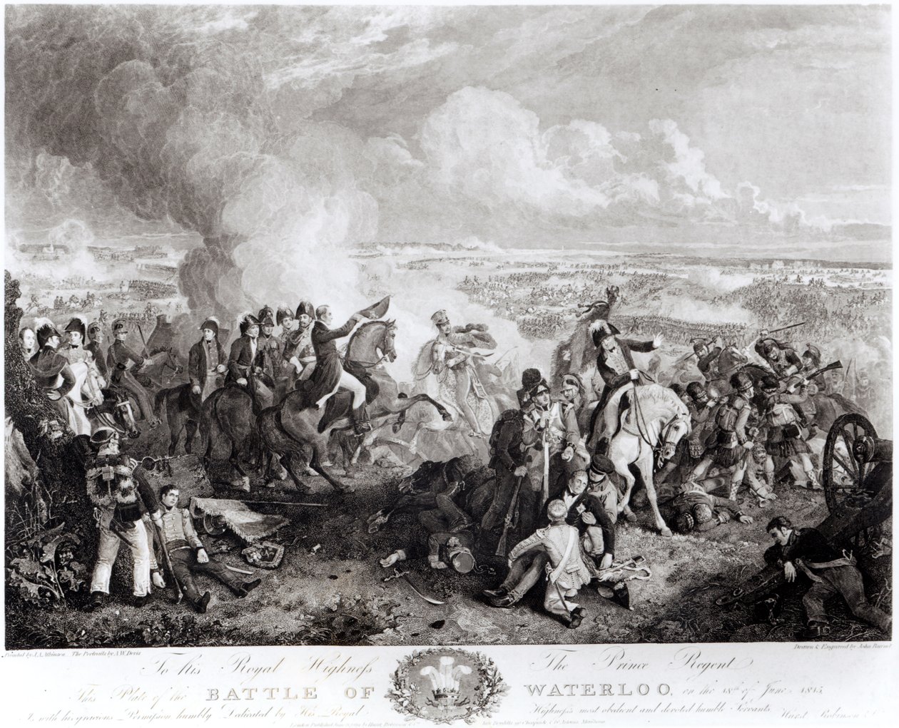 A waterlooi csata, 1815. június 18., metszet: John Burnet (1784-1868), 1819 alkotó: John Augustus Atkinson