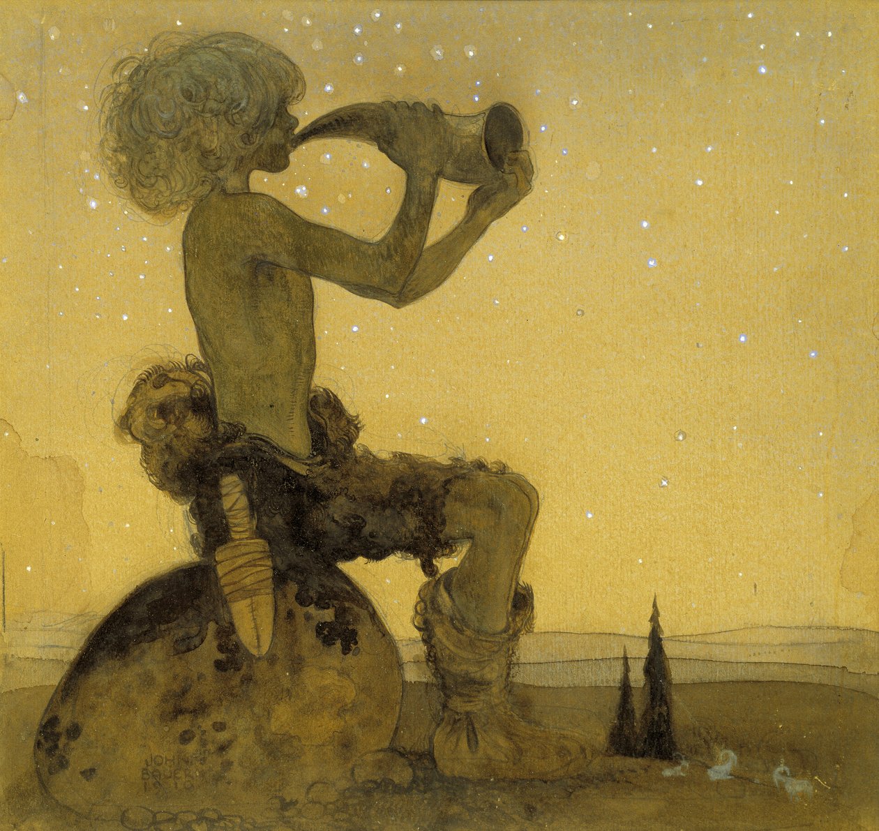 Egy tündérpásztor, 1910 (wc) alkotó: John Bauer