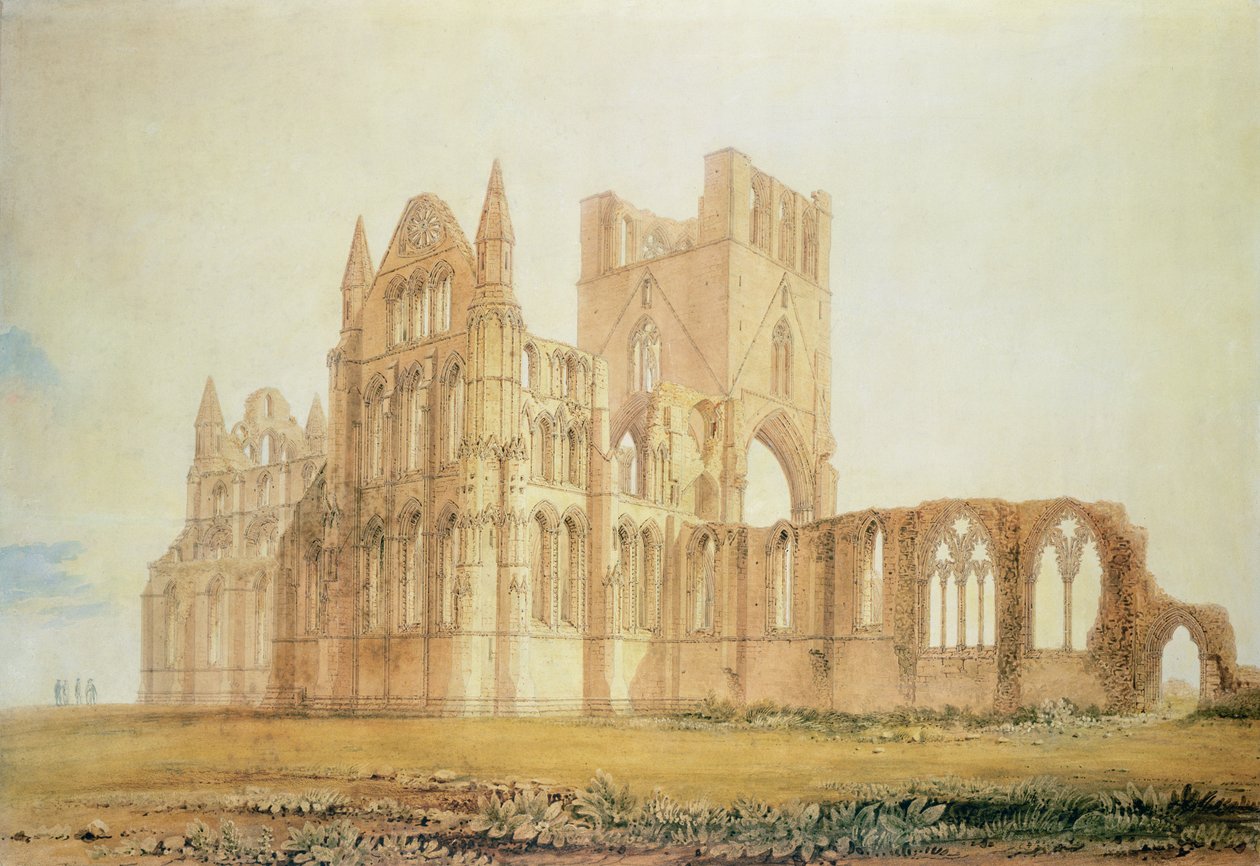 Kilátás a Whitby Abbeyre, 1820 körül (toll, tinta és WC papíron) alkotó: John Chessell Buckler
