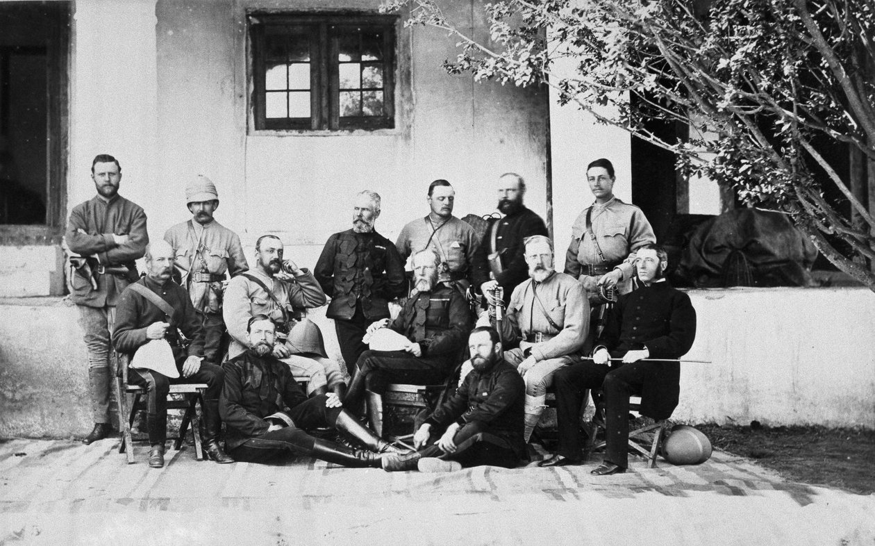 Csoportportré katonákról a 2. afgán háborúban, Kooram, 1879 alkotó: John Burke