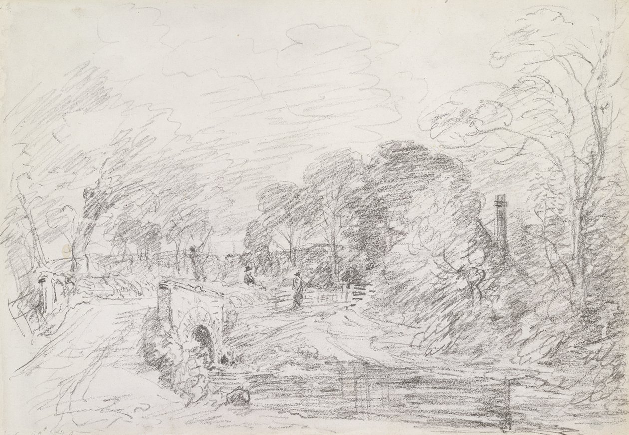 Híd a Salisbury Court közelében, 1829 körül (grafit, papír) alkotó: John Constable