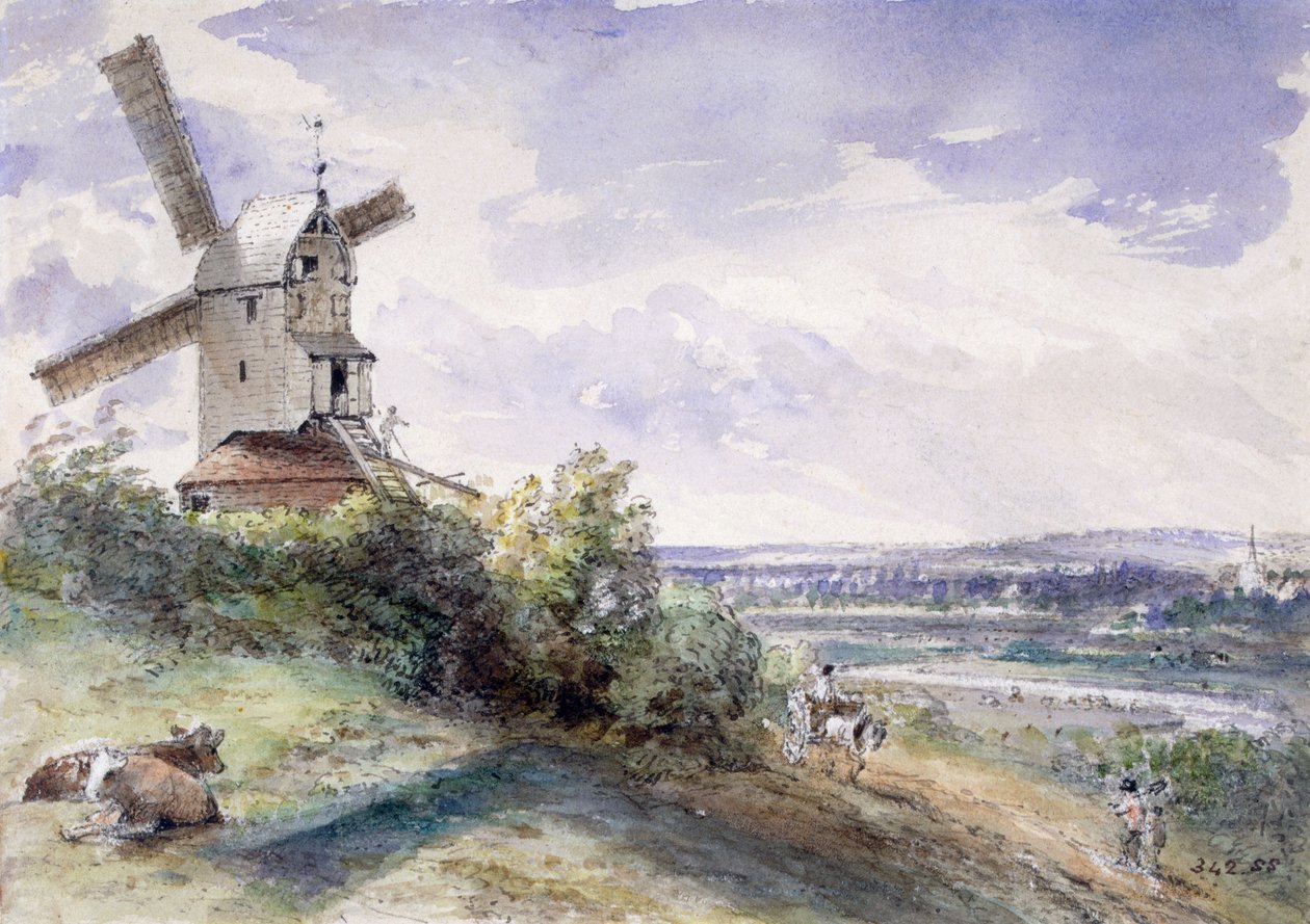 Szélmalom Stoke by Naylandben, Ipswich közelében, Suffolk, 1814 alkotó: John Constable