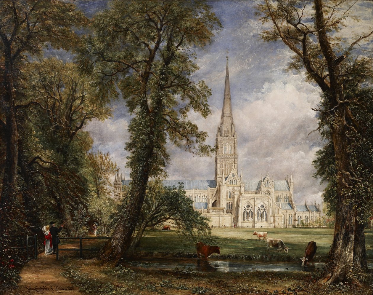 Salisbury katedrális a Püspöki kertből alkotó: John Constable