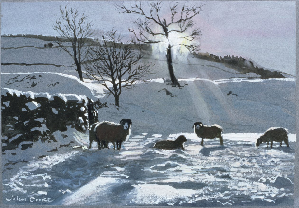 Téli délután Dentdale-ben, 1991 (gouache) alkotó: John Cooke
