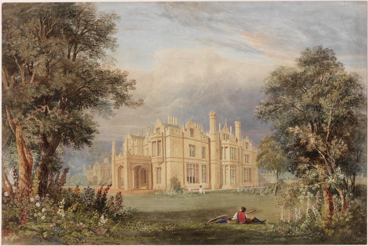 Lilburn Tower, Northumberland (bc, ceruza és WC papíron) alkotó: John Dobson