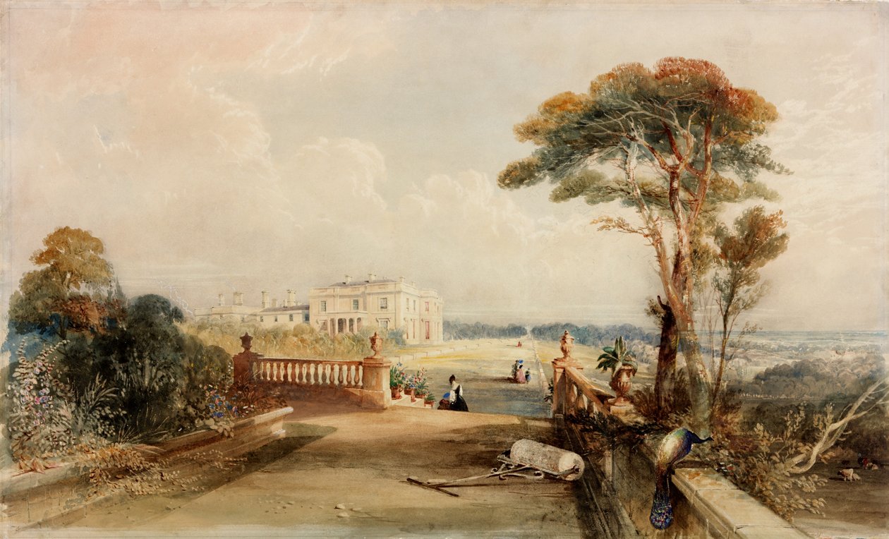 Meldon Park, Northumberland (bc, kréta, toll, tinta, ceruza és WC papíron) alkotó: John Dobson