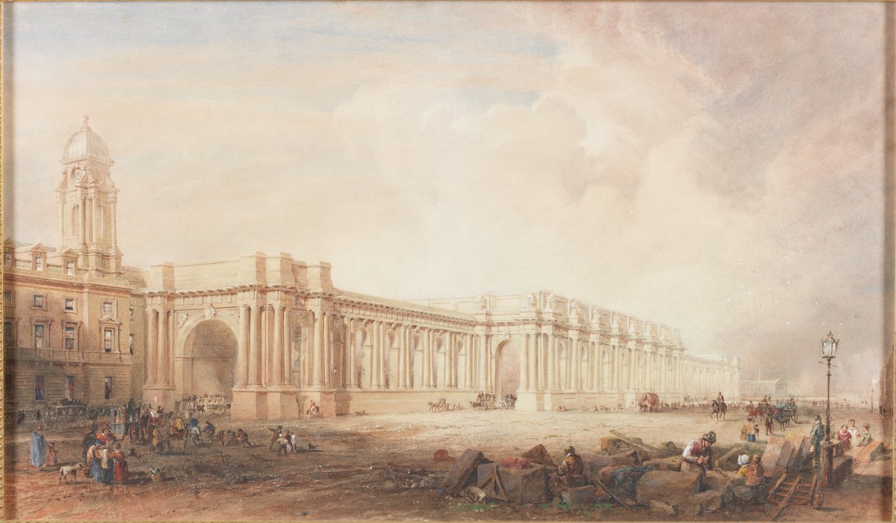 Eredeti tervezés a központi pályaudvarhoz, Newcastle upon Tyne (bc, toll, tinta, ceruza és WC papíron) alkotó: John Dobson