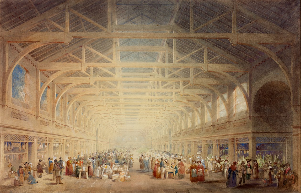 A zöld piac, Newcastle upon Tyne (bc, kréta, tinta, ceruza és WC papíron) alkotó: John Dobson