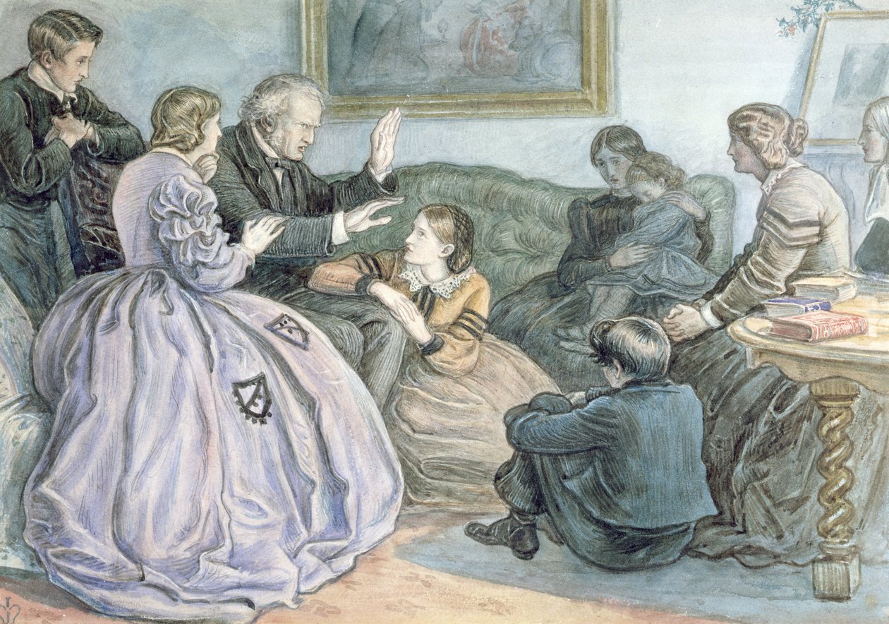 Karácsonyi mesemondás, Téli mese, 1862 (wc ceruzával, papíron) alkotó: John Everett Millais