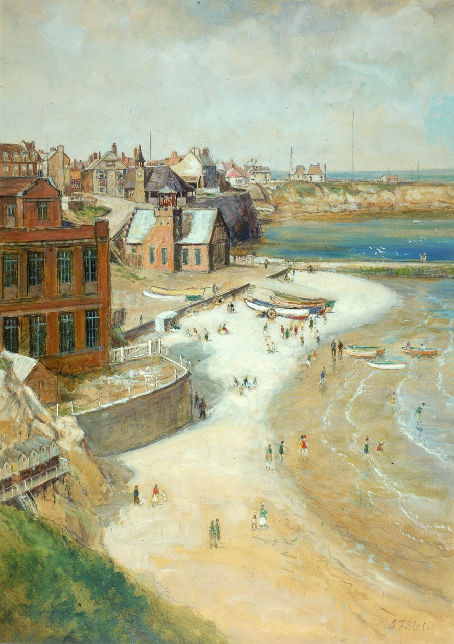 Cullercoats, Northumberland, 1910 (olaj, ceruza és WC a kártyán) alkotó: John Falconar Slater
