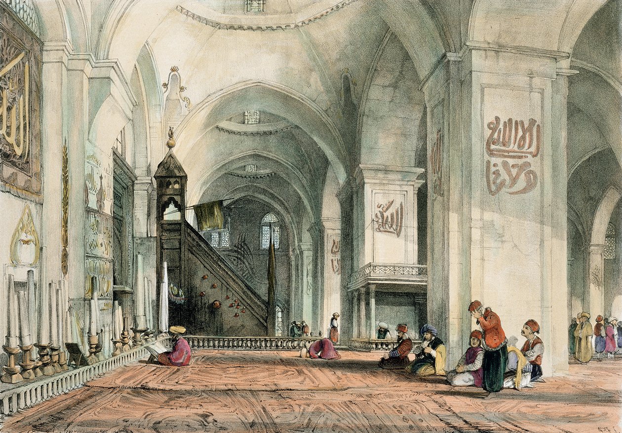 Nagy mecset Brüssában, 24. tábla a „Konstantinápolyi illusztrációk”-ból, a művész által metszett, kocsma. 1838 alkotó: John Frederick Lewis