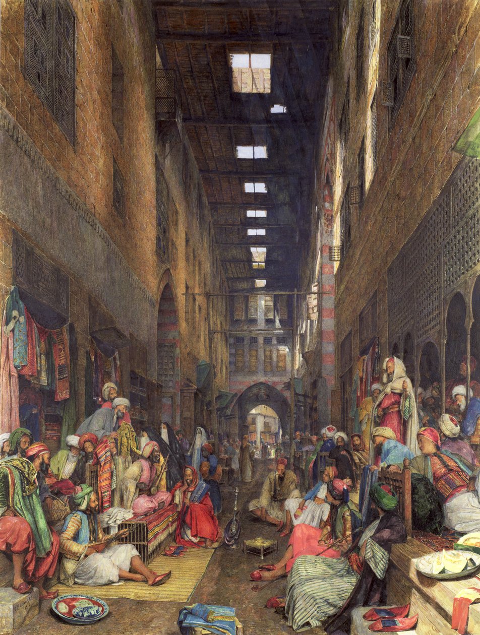 The Bazaar, Kairó, 1872 (wc és testszín papíron) alkotó: John Frederick Lewis