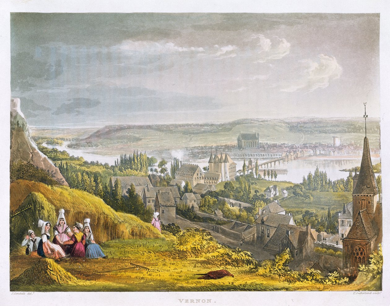 Vernon, a „Nézetek a Szajnán” című művéből, Thomas Sutherland (sz. 1785) metszete, R. Ackermann (1764-1834) kiadója, 1821 alkotó: John Gendall