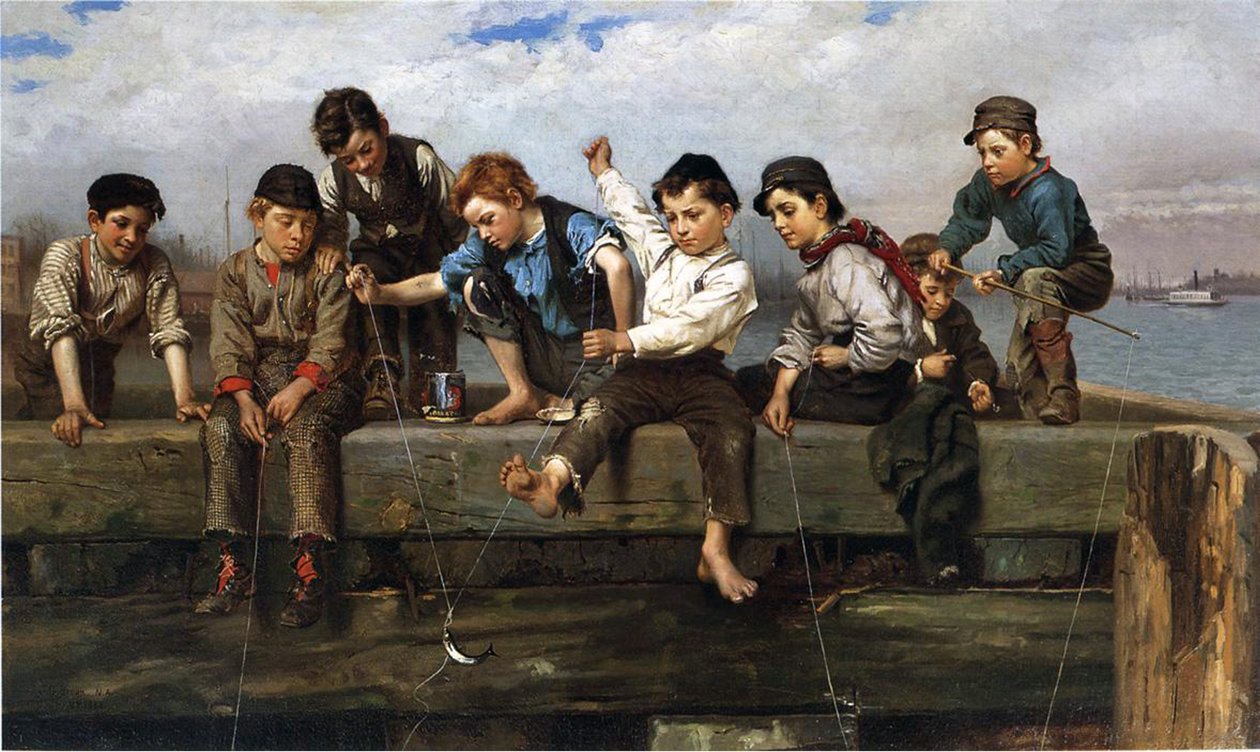 Fiúk horgászata, 1880 alkotó: John George Brown