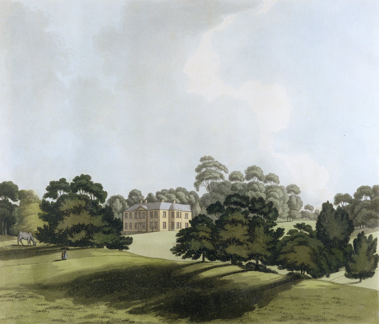 Vinters in Kent, James Whatman Esq. székhelye, a „Views in Kent” című filmből, 1800 (kézzel színezett akvatinta) alkotó: John George Wood
