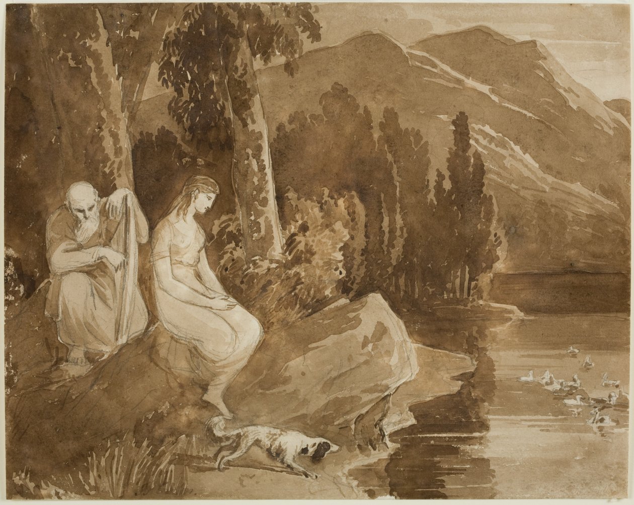 Illusztráció a "The Lady of the Lake"-hez (tus, papír) alkotó: John James Chalon