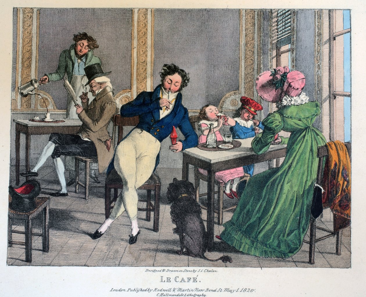 Le Cafe, kocsma. Írta: Rodwell és Martin, 1820 alkotó: John James Chalon