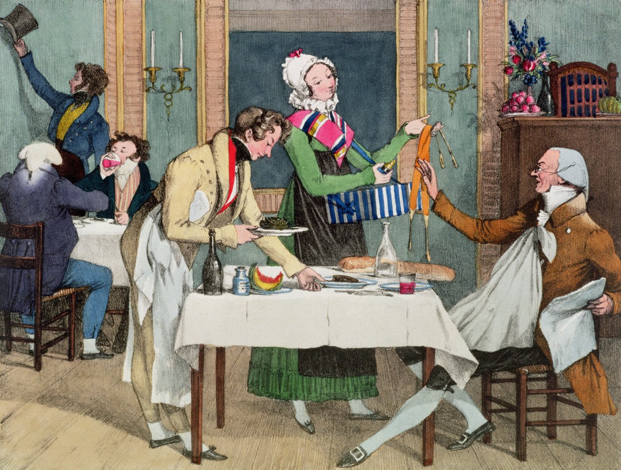 Le étterem, pub. Írta: Rodwell és Martin, 1820 alkotó: John James Chalon