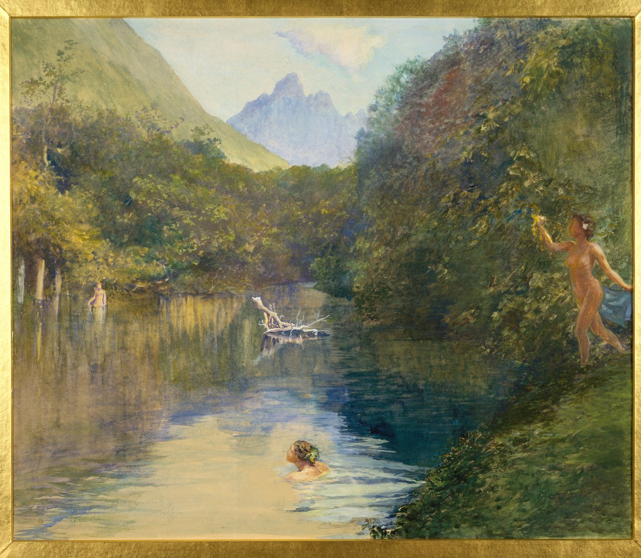 Ford a Vai-Te-Piha (Tautira folyó) Tahiti felső végén, 1891 (wc és gouache sima papíron) alkotó: John La Farge or Lafarge