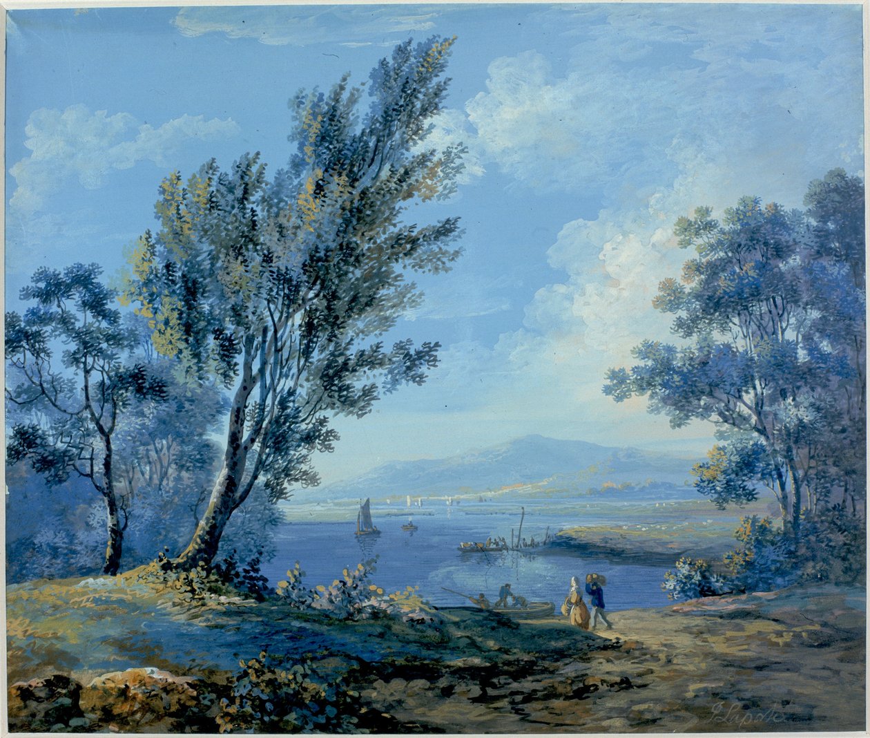 Lake Scene (bc és wc papíron) alkotó: John Laporte