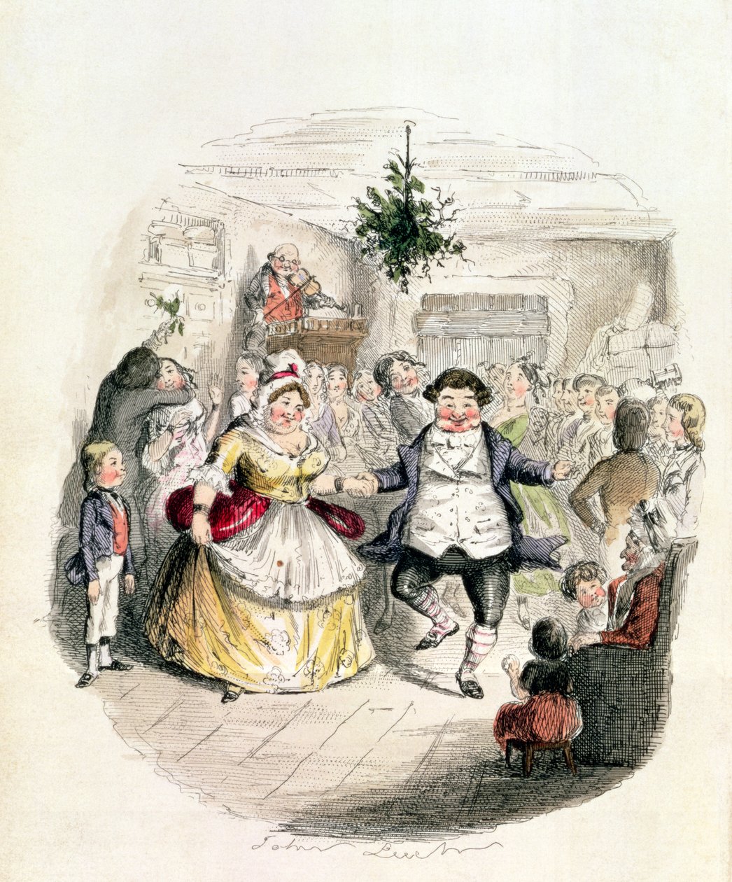 Mr. Fezziwig bálja, Charles Dickens (1812-70) „A Christmas Carol” című művéből, 1843 alkotó: John Leech