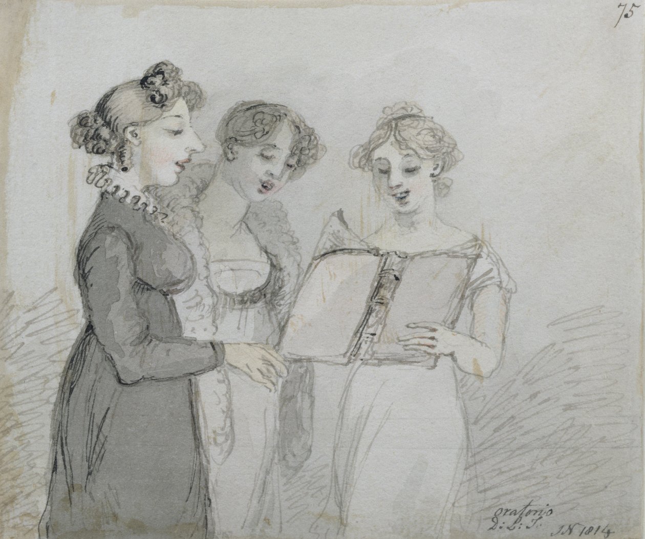 Oratórium előadás a Drury Lane Színházban, egy triptichon harmadik része, 1814 (wc és tinta) (lásd még: 84543-4) alkotó: John Nixon