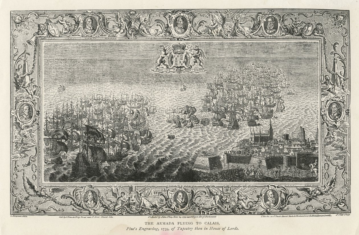 Az Armada repül Calais-ba, 1739 alkotó: John Pine