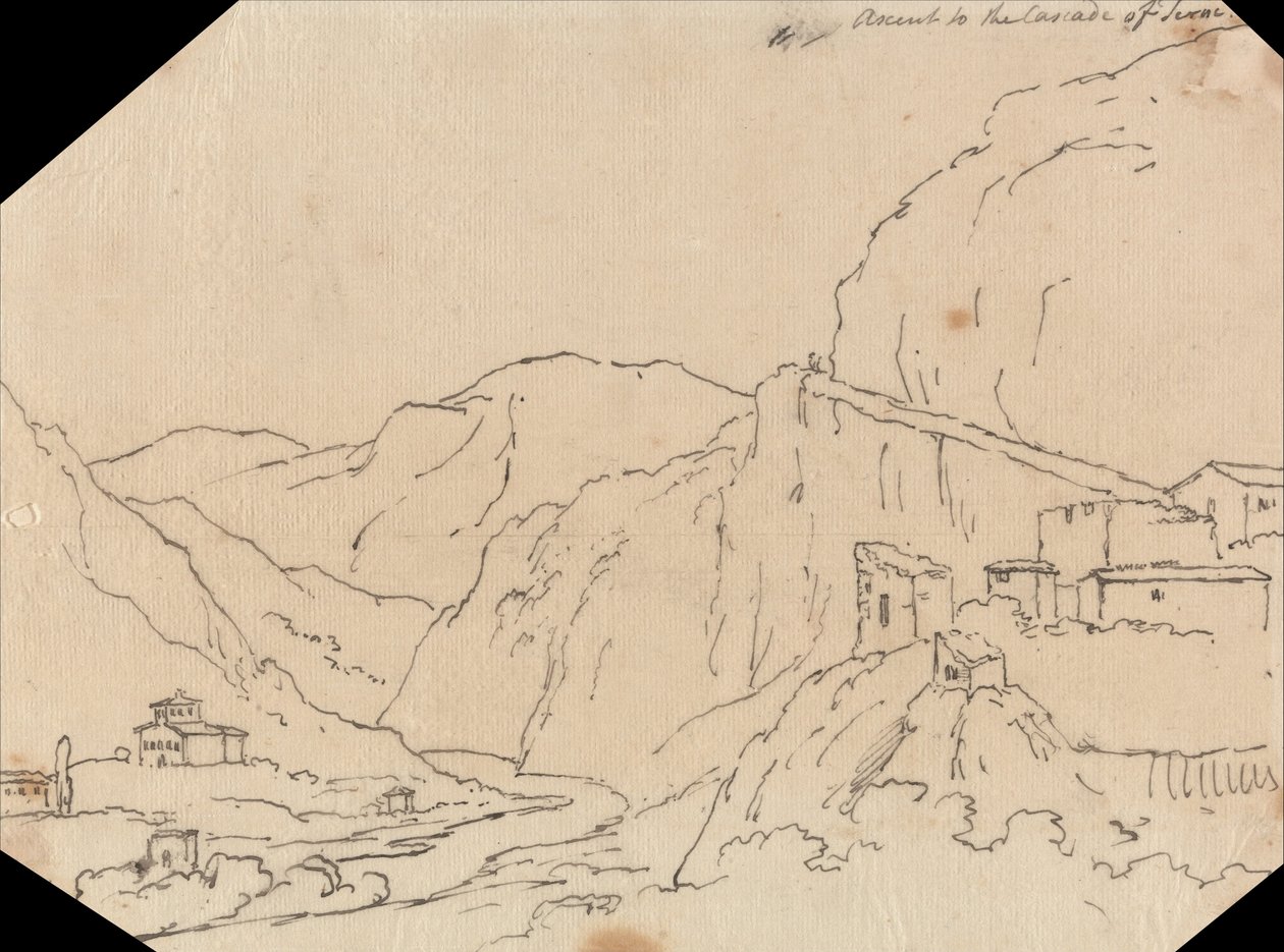 Emelkedés a Terni kaszkádba alkotó: John Robert Cozens
