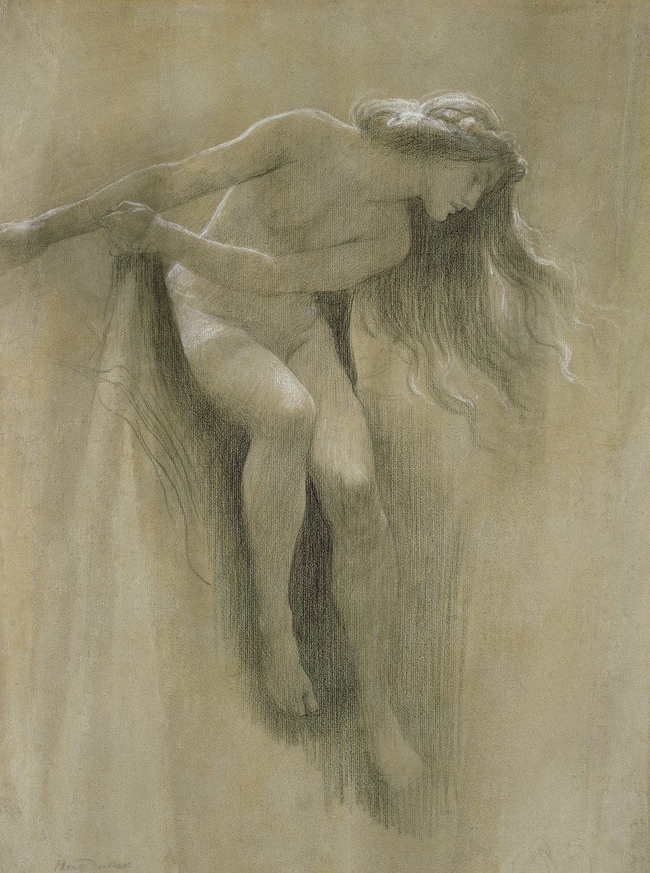 Női akttanulmány (kréta papíron) alkotó: John Robert Dicksee