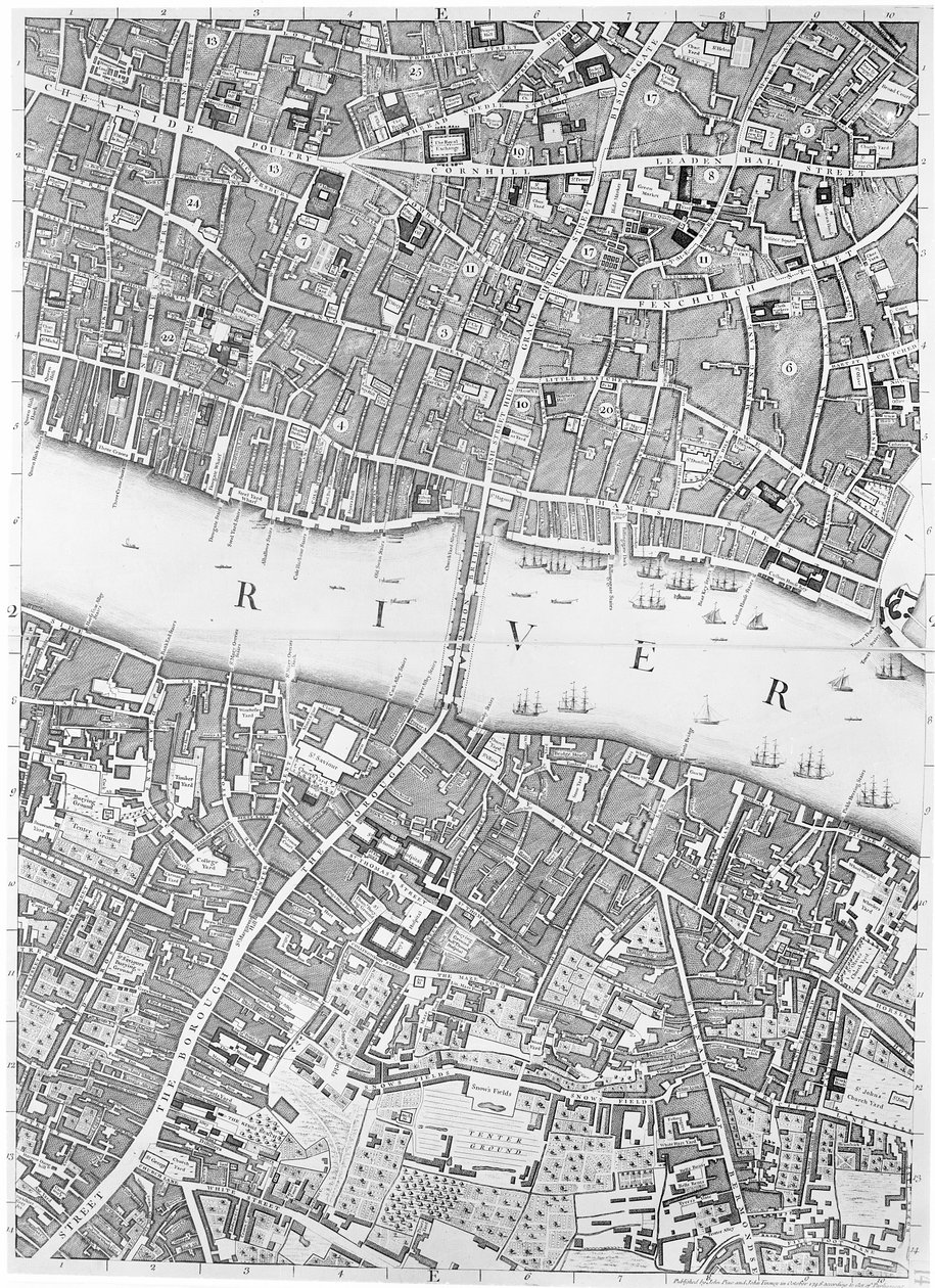 Az Old London Bridge térképe, London, 1746 alkotó: John Rocque