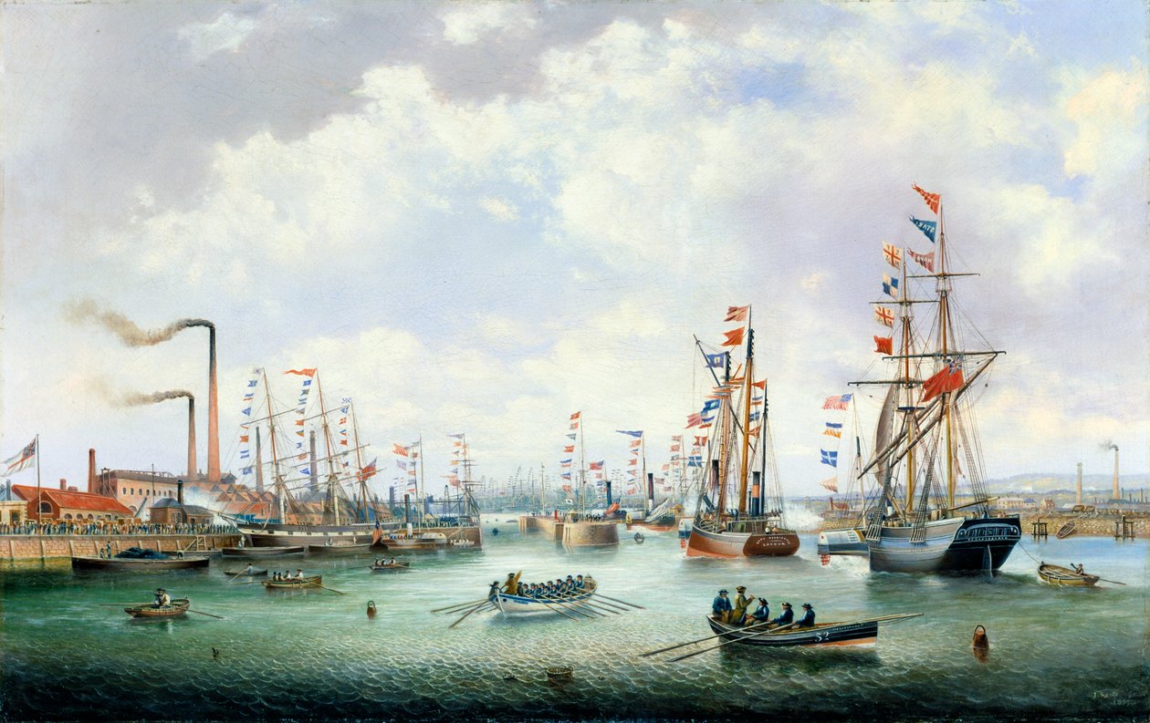 A Tyne Dock megnyitása, 1859 alkotó: John Scott