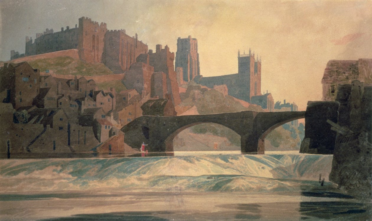Durham vára és székesegyháza, 1809-10 körül alkotó: John Sell Cotman