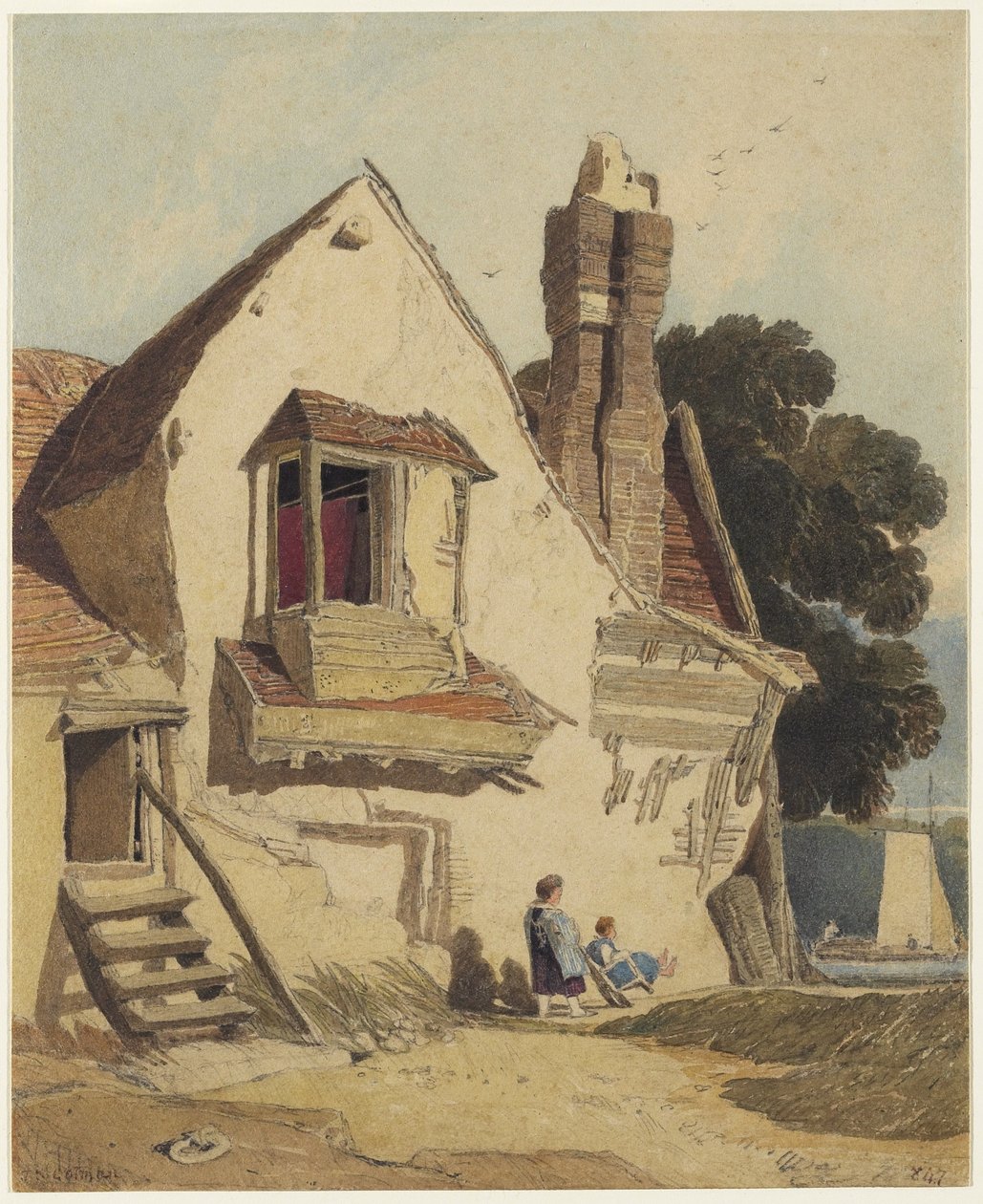 Rusztikus nyaraló, 1810 körül (wc grafit felett, szőtt papíron) alkotó: John Sell Cotman