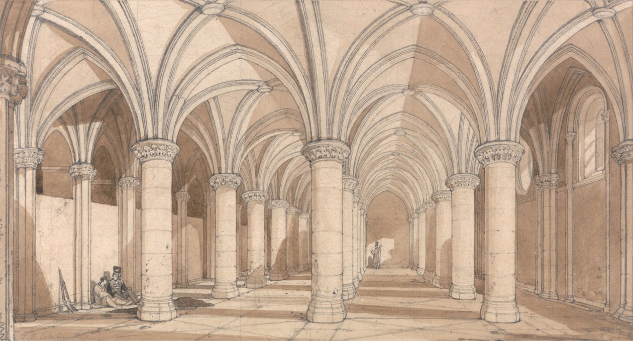 A Barons Hall, Mont Saint Michel alkotó: John Sell Cotman